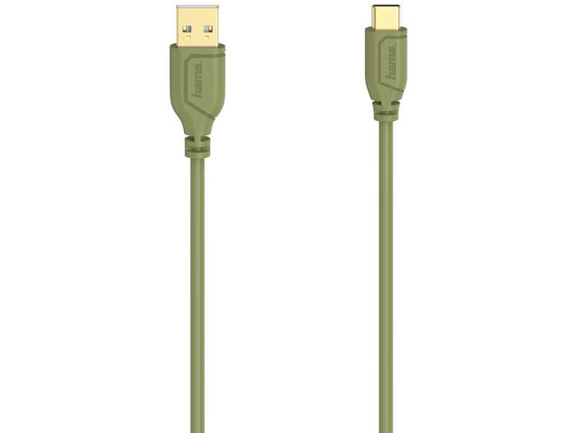 Кабели и Адаптери Hama "Flexi-Slim" USB-C Cable, USB 2.0, 480 Mbit/s, Turtle Green, 0.75 m