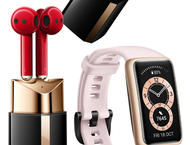 Слушалки HUAWEI FreeBuds Lipstick Black Case, Red Earbuds + Huawei Band 6 Sakura Pink