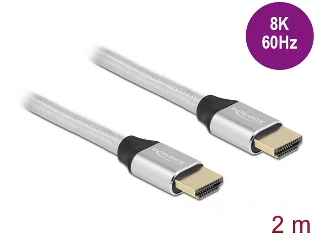 Кабели и Адаптери Delock Ultra High Speed HDMI Cable 48 Gbps 8K 60 Hz silver 2 m certified