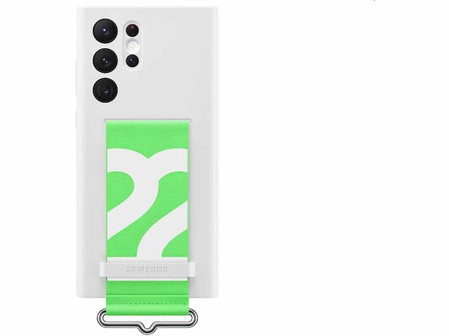 Калъфи Samsung Galaxy S22 Ultra Silicone Cover with Strap, White