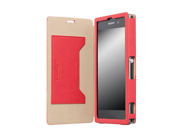 Калъфи Krusell Malmo Flip cover - кожен калъф, тип портфейл, за Sony Xperia Z1 (червен)