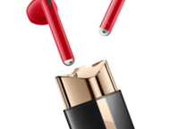 Слушалки HUAWEI FreeBuds Lipstick Black Case, Red Earbuds +  Huawei Watch Fit Mini Mocha Brown Leather Strap