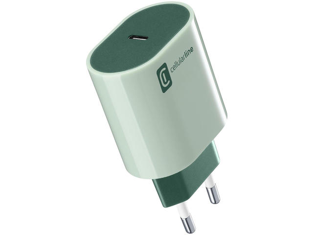 Зарядни устройства Cellular line Style Color 220V PD USB-C 20W, зелено