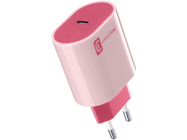 Зарядни устройства Cellular line Style Color 220V PD USB-C 20W, червено-розово