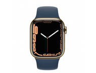 Смарт часовници Apple Watch S7 GPS Cellular, 45mm Gold Stainless Steel with Abyss Blue Sport Band - Regular
