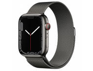 Смарт часовници Apple Watch S7 GPS Cellular, 41mm Graphite Stainless Steel Case with Graphite Milanese Loop