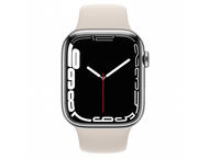 Смарт часовници Apple Watch S7 GPS Cellular, 41mm Silver Stainless Steel Case with Starlight Sport Band - Regular