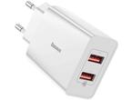 Зарядни устройства Baseus Speed mini USB двоен порт, 18W, бяло