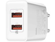 Зарядни устройства Baseus Speed mini USB двоен порт, 18W, бяло