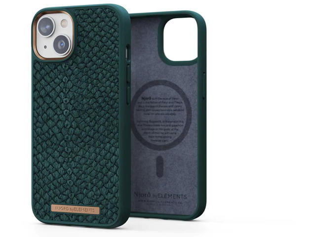 Калъфи Njord Salmon Leather Magsafe за iPhone 14, зелен