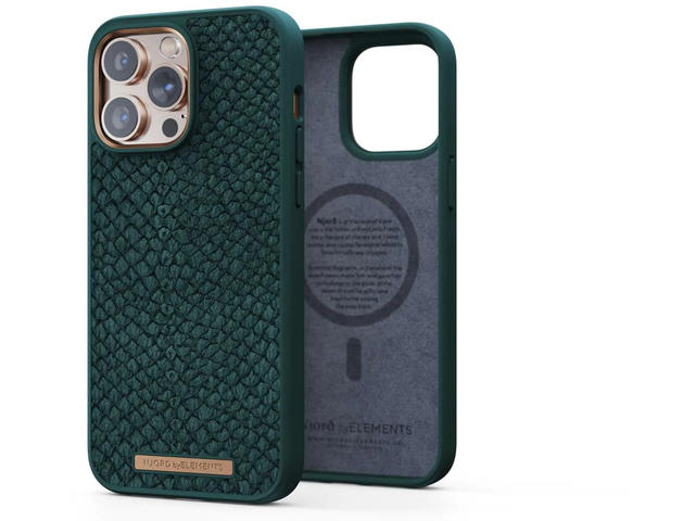 Калъфи Njord Salmon Leather Magsafe за iPhone 14 Pro Max, зелен