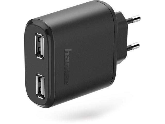 Зарядни устройства Hama, 2 x USB порта, 4,8 A, черно