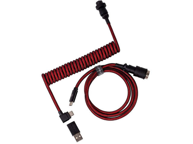 Кабели и Адаптери Keychron Premium Angled Red Coiled Aviator Custom USB Cable, USB-C - USB-C