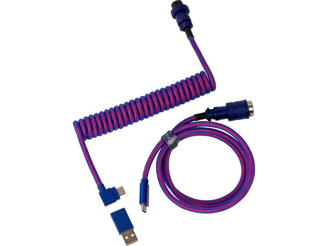 Кабели и Адаптери Keychron Premium Angled Purple Coiled Aviator Custom USB Cable, USB-C - USB-C