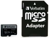 Карти памет Verbatim 64GB micro SDXC Pro Class 10 UHS-I