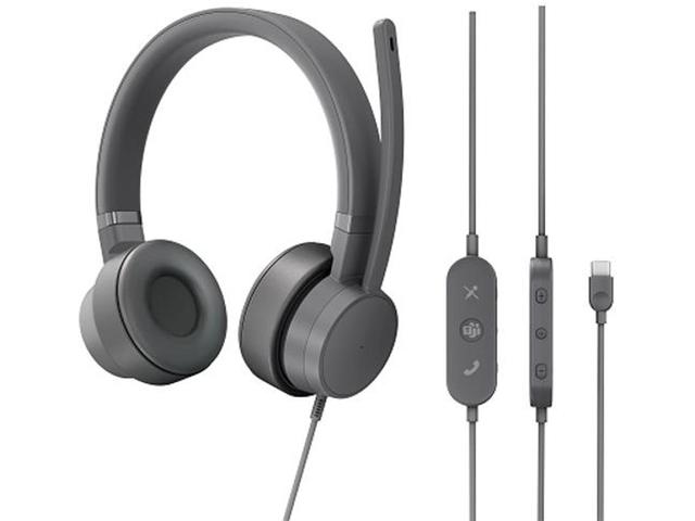 Слушалки LENOVO Go Wired ANC Headset USB-C Storm Grey