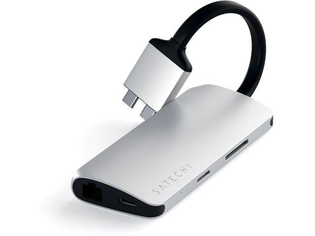 USB Хъб Satechi TYPE-C Dual Multimedia Adapter - Silver