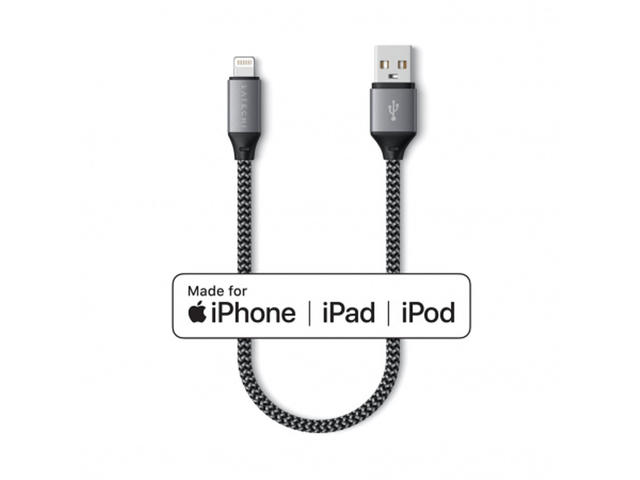 Кабели и Адаптери Satechi USB-A to Lightning Braided Cable 25cm - Grey