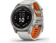 Смарт часовници Garmin Fenix 7 Pro Sapphire Solar Edition - Titanium с Fog Gray/Ember Orange каишка