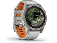 Смарт часовници Garmin Fenix 7 Pro Sapphire Solar Edition - Titanium с Fog Gray/Ember Orange каишка