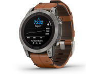 Смарт часовници Garmin fenix 7 Pro Sapphire Solar Edition - Titanium с Chestnut кожена каишка