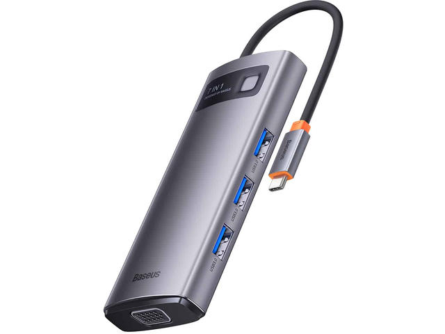 USB Хъб Baseus Metal Gleam Series 7-в-1 Мултифункционален Type-C Хъб