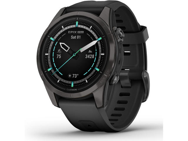 Смарт часовници Garmin Epix Pro (Gen 2) Sapphire Edition 42 мм Carbon Grey DLC Titanium с Black каишка