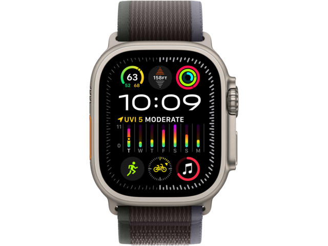 Смарт часовници Apple Watch Ultra2 Cellular, 49mm Titanium Case w Blue/Black Trail Loop - M/L