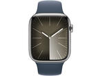 Смарт часовници Apple Watch S9 Cellular 41mm Silver Stainless Steel Case w Storm Blue Sport Band - M/L