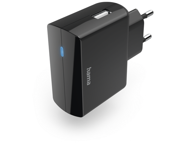 Зарядни устройства Hama зарядно с USB-A букса, 12 W, черно