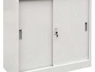 Стойки и маси Метален офис шкаф с 2 рафта, нисък, плъзгащо отваряне 90х40х90 см