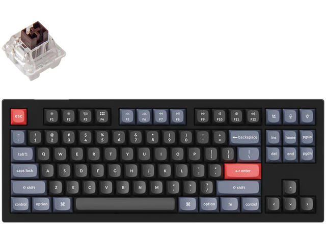 Клавиатури Keychron V3 QMK TKL, Carbon Black, Keychron K Pro Brown Switch