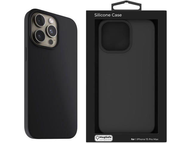 Калъфи Next One Silicone Case for iPhone 15 Pro Max MagSafe compatible - Black