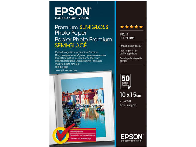 Хартия Epson Premium Semi-Gloss Photo Paper 10 x 15 см