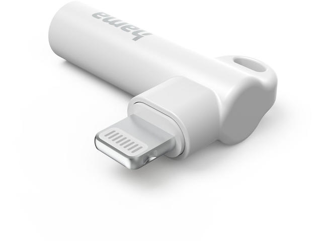 Кабели и Адаптери Hama адаптер Lightning - 3,5 мм жак, ъглов щепсел 90°, бял