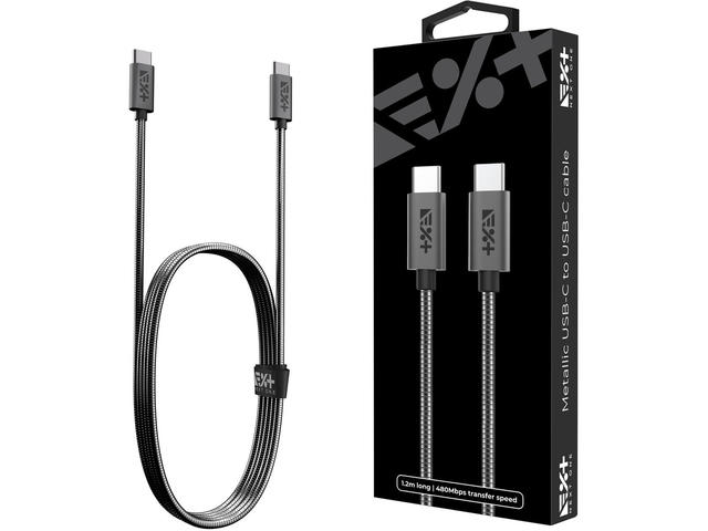 Кабели и Адаптери Next One Braided USB-C to USB-C Cable 1.2m (3A) - Space Gray
