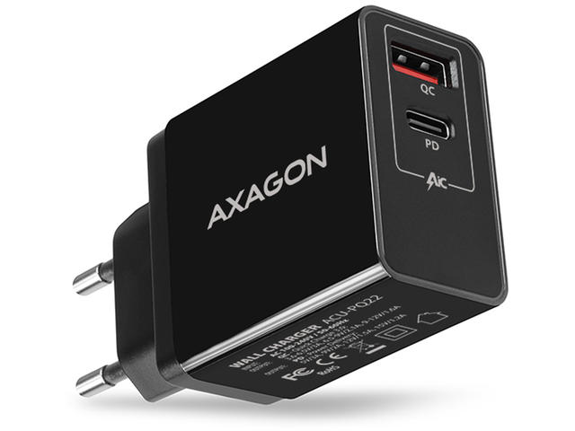 Зарядни устройства Axagon ACU-PQ22 QC3.0 + USB-C PD wall charger