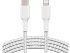 Кабели и Адаптери Belkin BoostCharge Braided USB-C към Lightning Cable , 2 метра, бял