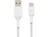 Кабели и Адаптери Belkin BoostCharge Braided USB-C към USB-A Cable, 3 метра, бял