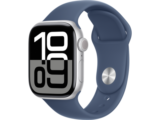 Смарт часовници Apple Watch S10 GPS + Cellular 42mm Silver Alu Case with Denim Sport Band - S/M