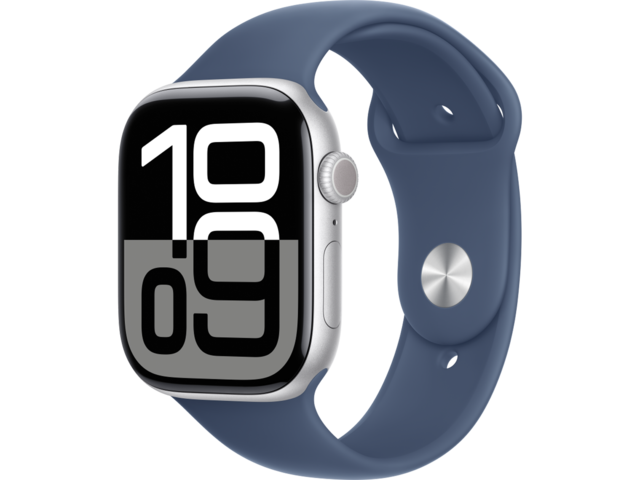 Смарт часовници Apple Watch S10 GPS + Cellular 46mm Silver Alu Case with Denim Sport Band - M/L