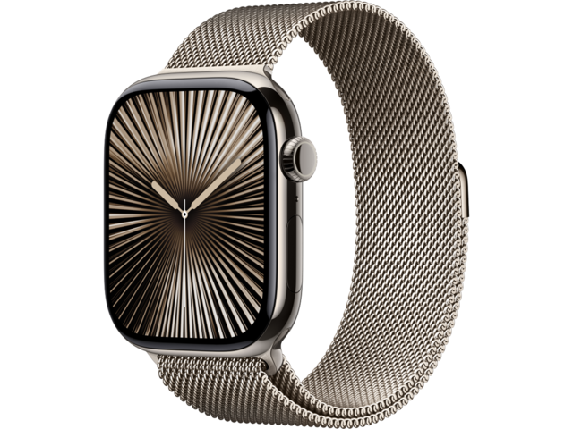 Смарт часовници Apple Watch S10 GPS + Cellular 46mm Natural Titanium Case with Natural Milanese Loop - S/M