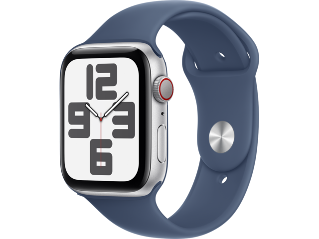 Смарт часовници Apple Watch SE2 (2024) GPS + Cellular 44mm Silver Alu Case with Denim Sport Band - S/M