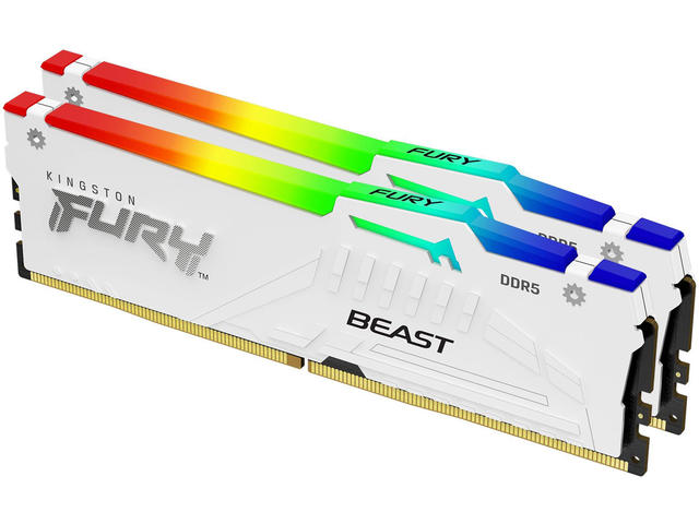 Оперативна памет 32GB (2x16GB) DDR5 6000 MT/s CL30 Kingston FURY Beast White RGB EXPO