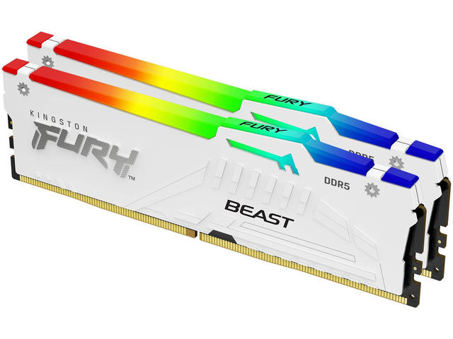 Оперативна памет 32GB (2x16GB) DDR5 6000 MT/s CL36 Kingston FURY Beast White RGB EXPO