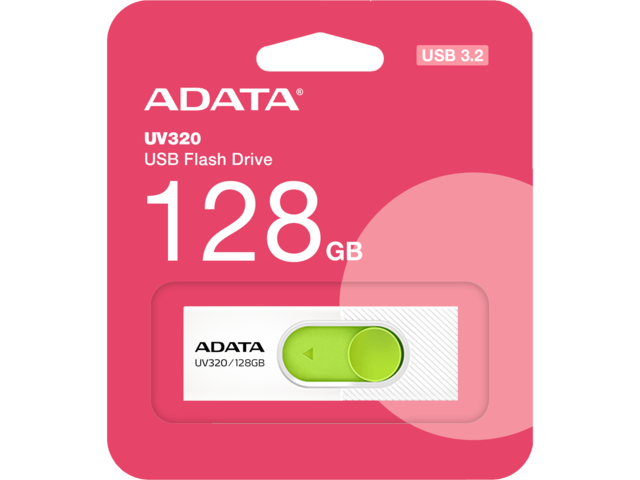 USB памети 128GB ADATA UV320 USB Flash Drive, USB 3.2 Gen1, White