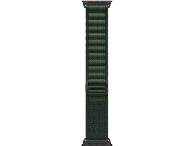 Каишки Apple Watch 49mm Loop: Dark Green Alpine Loop - Large - Natural Titanium Finish
