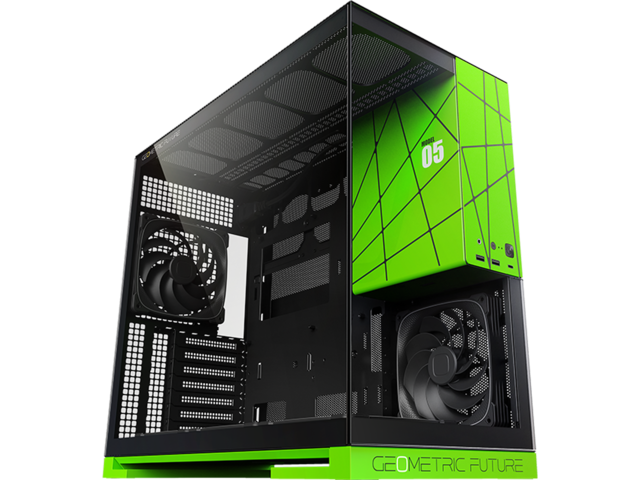 Кутии Geometric Future Model 5 Black/Green, С вентилатори