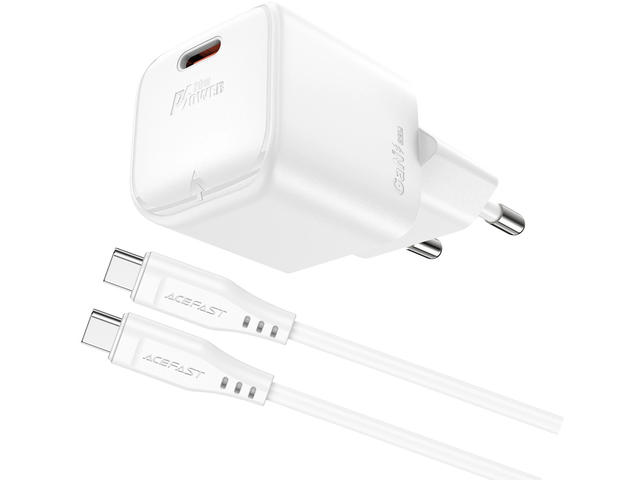 Зарядни устройства Acefast  Fast Charge Wall Charger A73 mini PD20W GaN (1xUSB-C) EU, с кабел