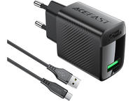 Зарядни устройства Acefast Fast Charge Wall Charger A90 QC18W GaN (1xUSB-A) EU, с кабел